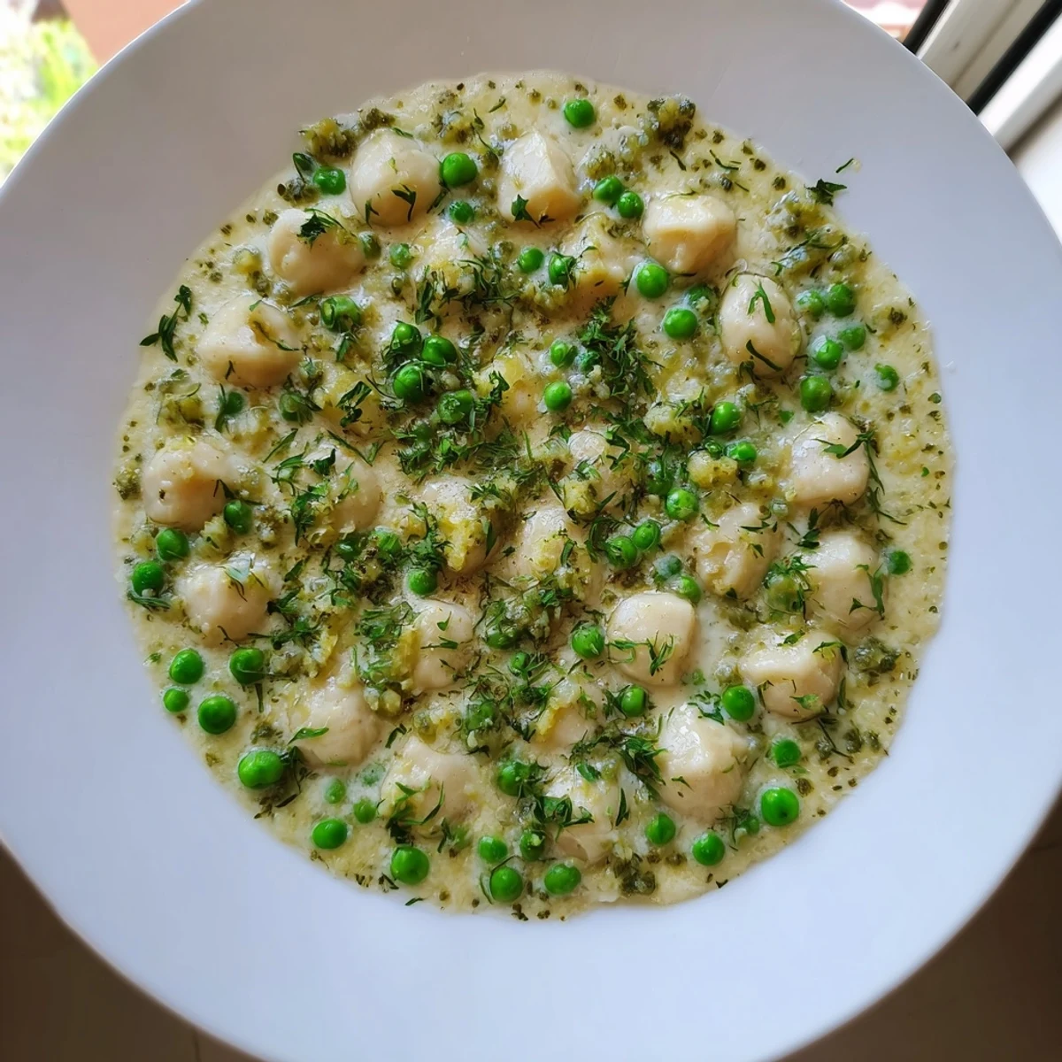 A close-up shot of steaming, delicious Creamy Parmesan Orzo, garnished with fresh parsley.