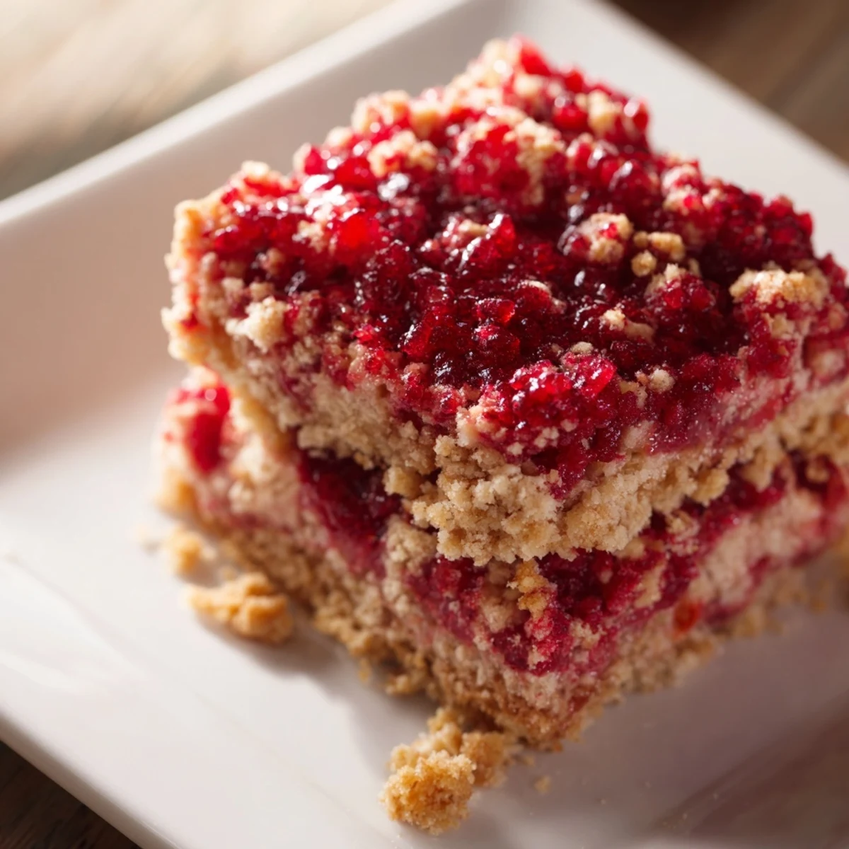 Golden-brown Simple Homemade Strawberry Jam Squares, each bite filled with sweet, fresh strawberry flavor.