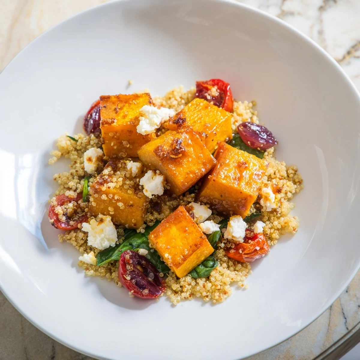 Vibrant image of a Golden Honey-Roasted Butternut Squash Bowl, a comforting vegetarian meal ready to enjoy.