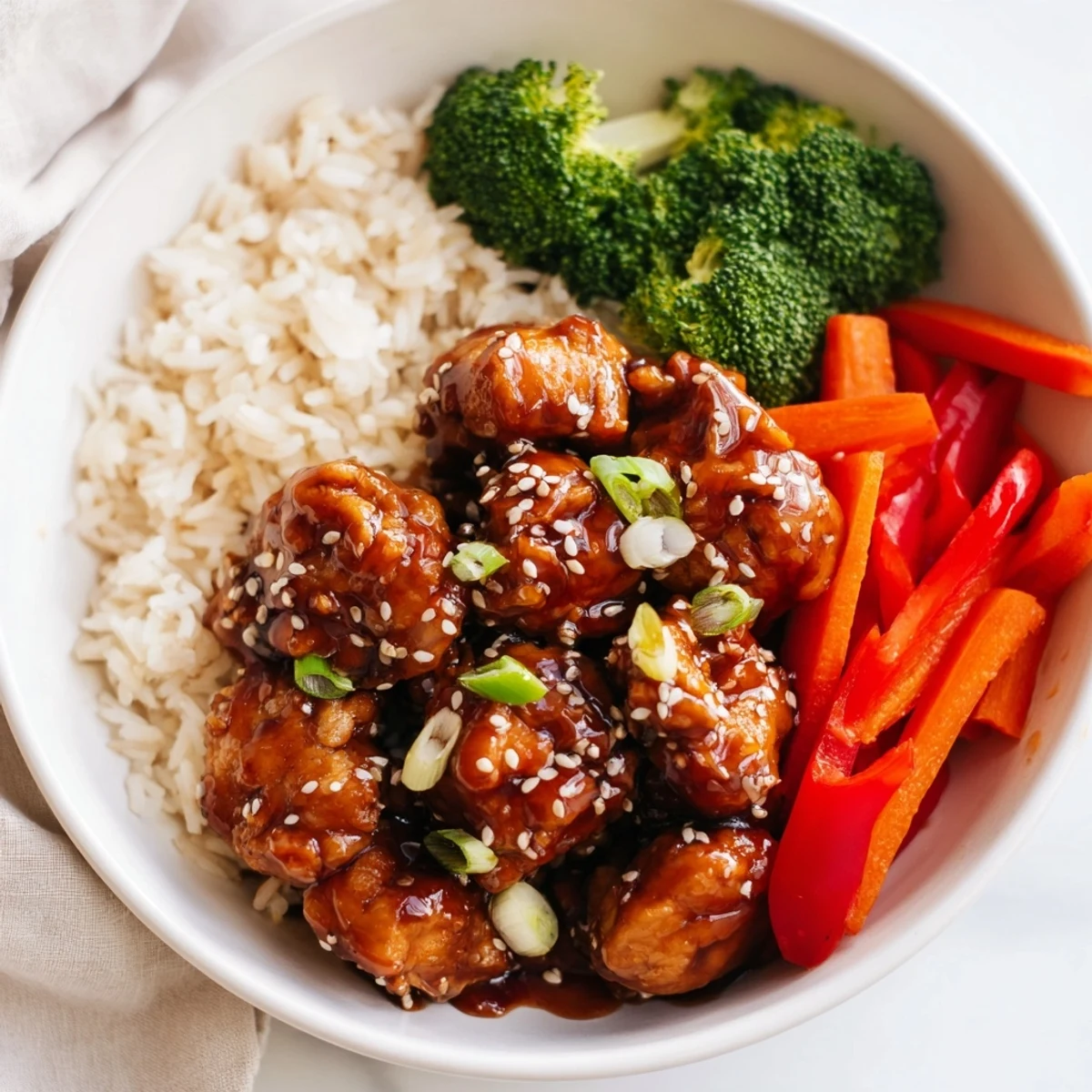A delicious homemade teriyaki chicken rice bowl with vibrant vegetables, ready for easy weeknight dinners.