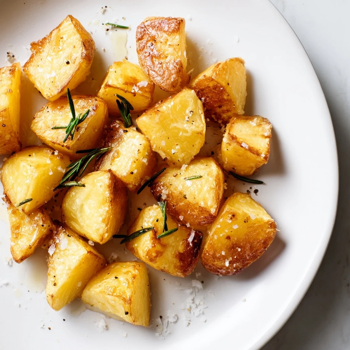 Golden, crispy Beef Tallow Roasted Potatoes served, ready for a delicious, savory side dish.