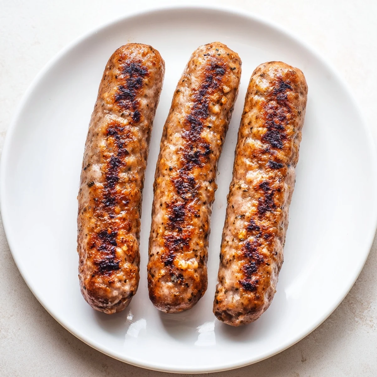 Traditional Romanian mici served hot, showcasing the juicy texture and delicious, grilled finish.