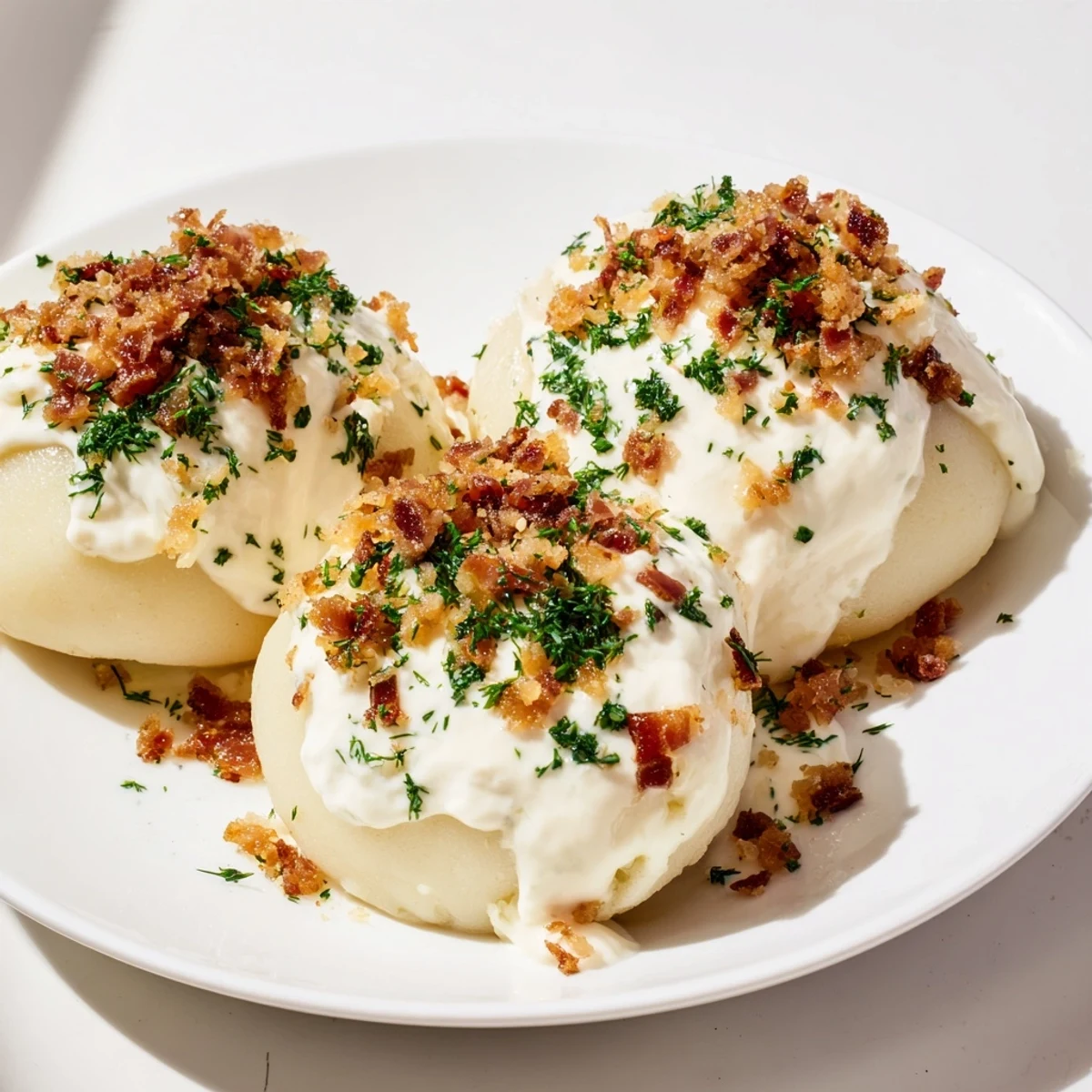 Steaming hot Lithuanian Cepelinai sits in a bowl, a comforting dish with rich, savory flavors.