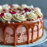 A luscious Bridal Shower Rosé Velvet Cake, perfect for celebrations, elegantly dripping.