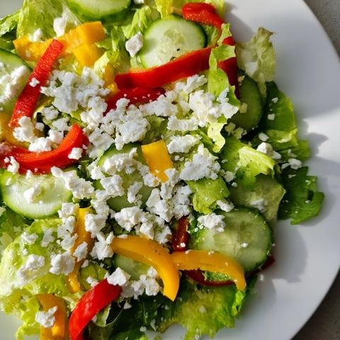Vibrant Bella Hadid Salad with colorful bell peppers, cooling cucumber, and crumbled feta.