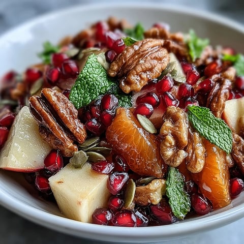 Vibrant Pomegranate and Walnut Salad, bursting with juicy fruit and crunchy nuts.