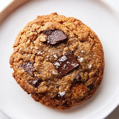 Warm, freshly baked miso brown butter cookies with melted chocolate chips, perfect for dessert.