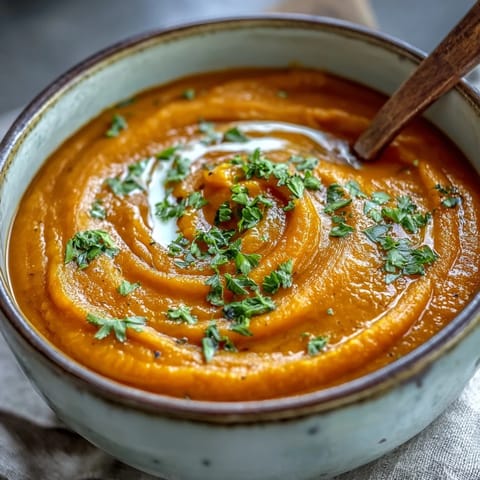 Vibrant orange Carrot, Celeriac and Chilli Soup swirls with a coconut yogurt dollop and a sprinkle of paprika.