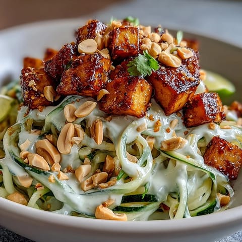 Cold TikTok-Style Chili Crisp Cucumber Noodle Bowls topped with peanuts and lime wedges.