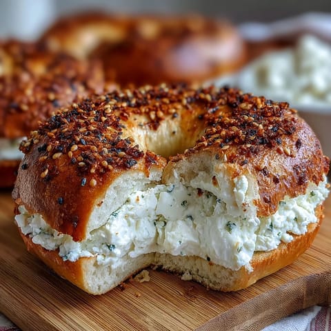 High-protein cottage cheese bagels with golden crust and chewy texture, perfect for a healthy breakfast or snack.