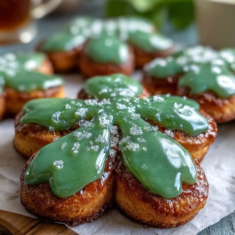 Festive shamrock sugar cookies decorated with vibrant green royal icing, perfect for St. Patrick's Day celebrations.