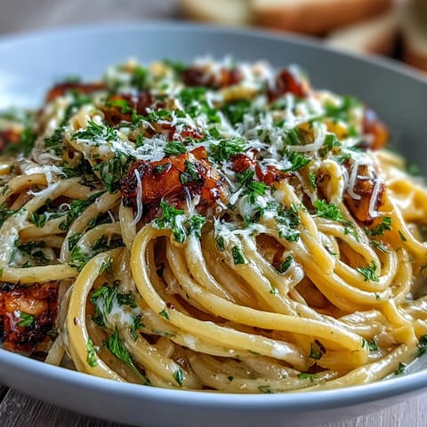 Creamy lemon-butter sauce coats linguine and peas, topped with fresh parsley and Parmesan shavings.  