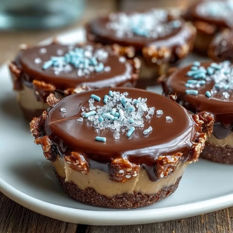 Crunchy pretzel crust meets creamy peanut butter filling in these chocolate cups, a perfect Easter treat for peanut butter lovers.