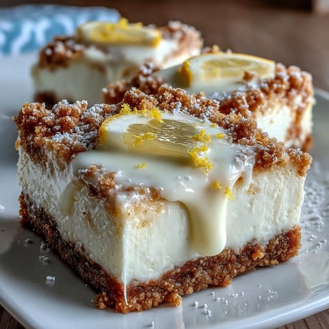 Creamy Skyr Lemon Cheesecake Bars, glistening with tart zest, ready to chill.