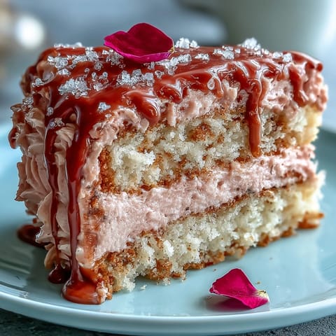 Elegantly draped Bridal Shower Rosé Velvet Cake with shimmering gold drip.