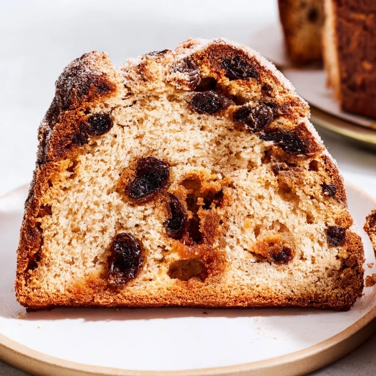 This inviting image shows a loaf of freshly baked cinnamon swirl raisin bread, perfect for breakfast.
