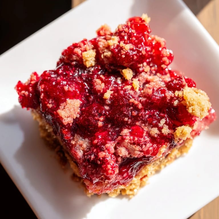 Crumbly topping on Simple Homemade Strawberry Jam Squares, inviting you to imagine the sweet, fruity aroma.