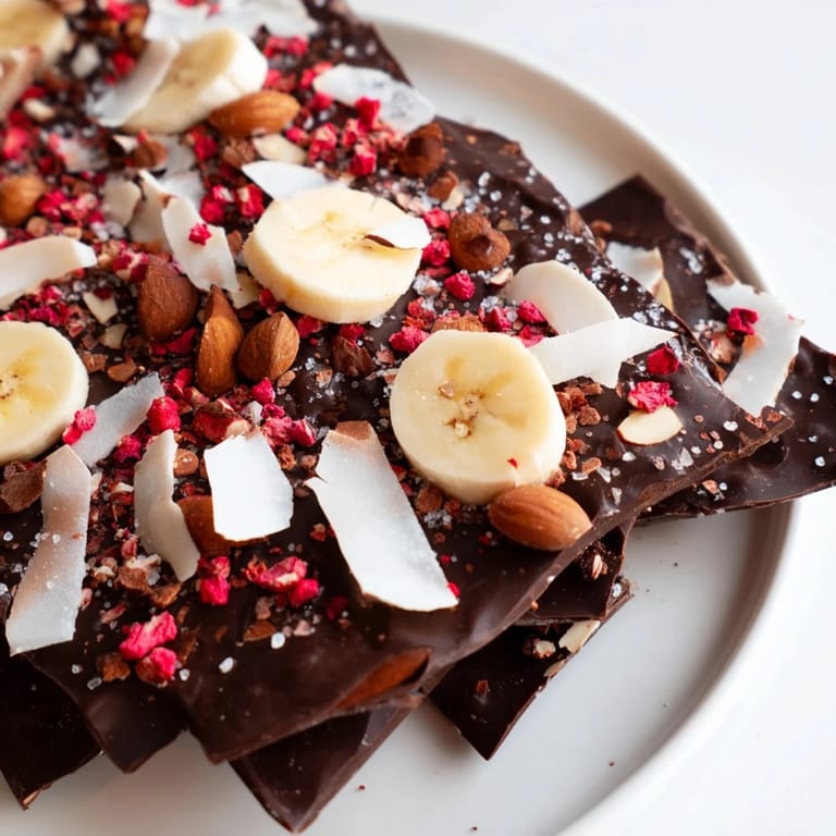 Frozen Chocolate Banana Bark with crunchy toppings offers a delightful mix of textures and flavors.