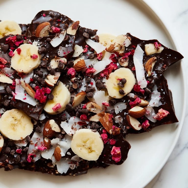 Enjoy the tempting sight of this easy-to-make frozen Chocolate Banana Bark, perfect for warmer weather.