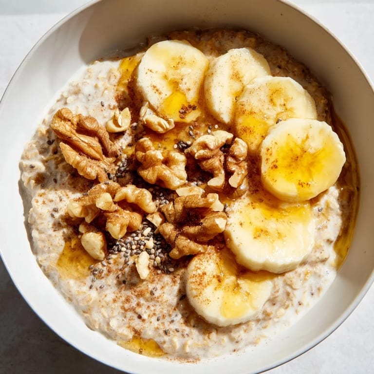 Creamy and sweet: a quick and easy bowl of microwave banana oats, perfect for a busy morning.