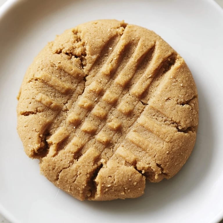 Golden-brown Flourless Peanut Butter Cookies, perfectly flattened with a fork, ready to be devoured.