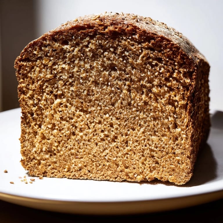 Golden-brown Latvian Rupjmaize bread, sliced and ready to be toasted, smells of freshly baked rye.