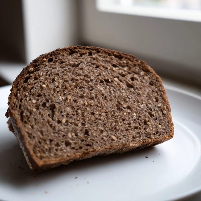 Golden-crusted Estonian Leib sourdough boasts a rich, dark color and aromatic caraway seeds sprinkled on top.