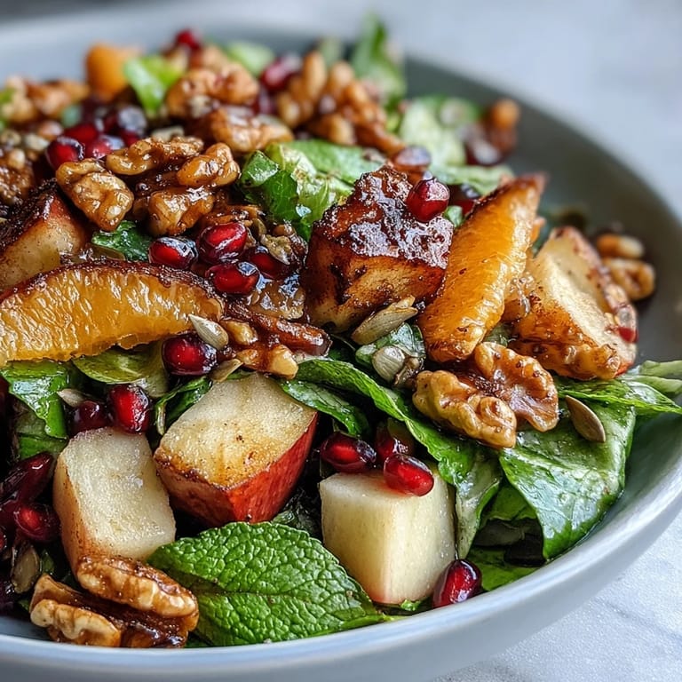 Juicy Pomegranate and Walnut Salad, a fresh, easy winter salad perfect for lunch.