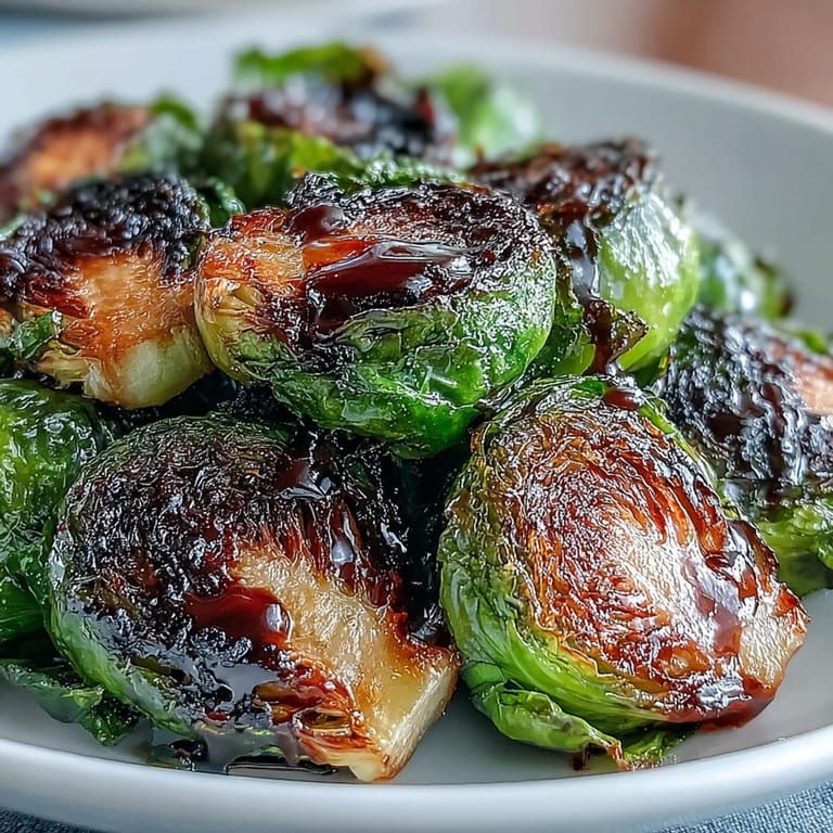 Freshly roasted Brussels sprouts tossed in olive oil, sprinkled with salt and pepper, and finished with a sweet-tart balsamic glaze.