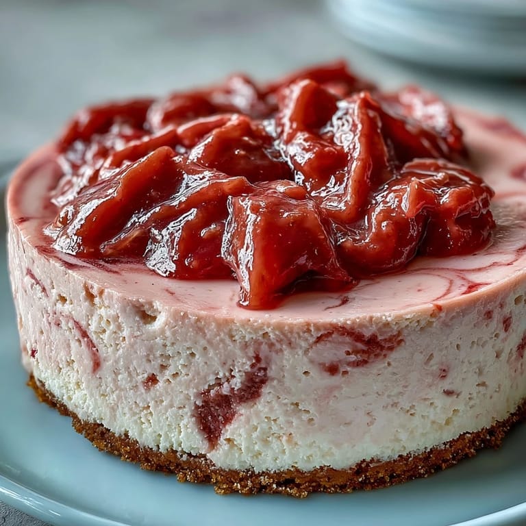 Whole Guava Cheesecake topped with fresh guava slices and mint leaves on a white plate, ready to serve.