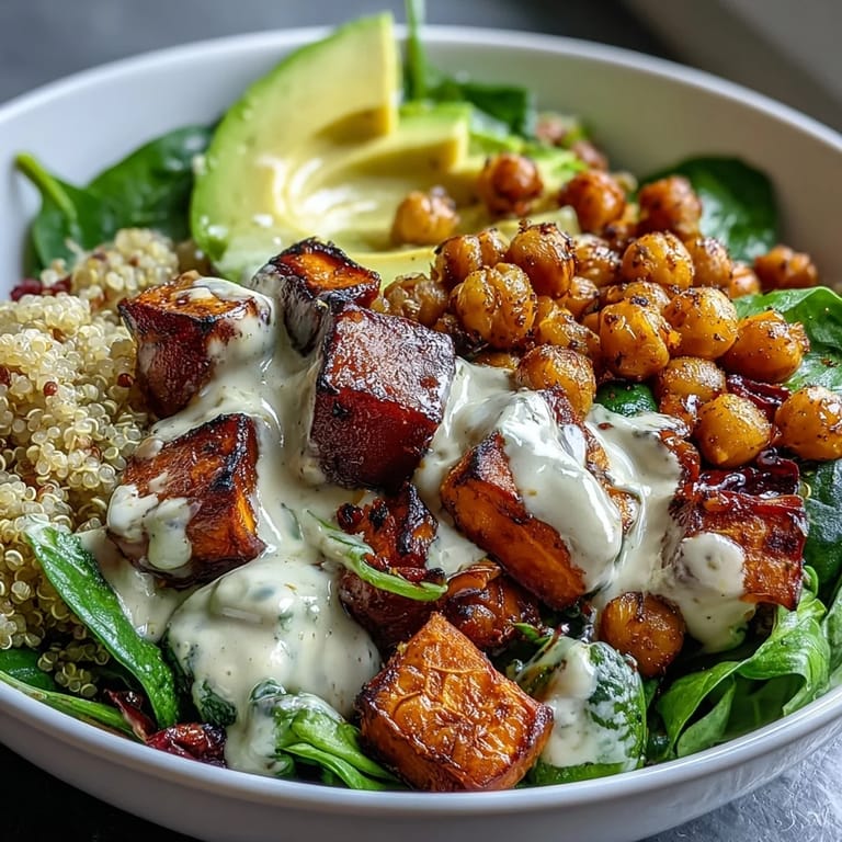 Overhead view of a nourishing Anti-Inflammatory Glow Bowl featuring golden turmeric chickpeas and creamy tahini yogurt sauce.