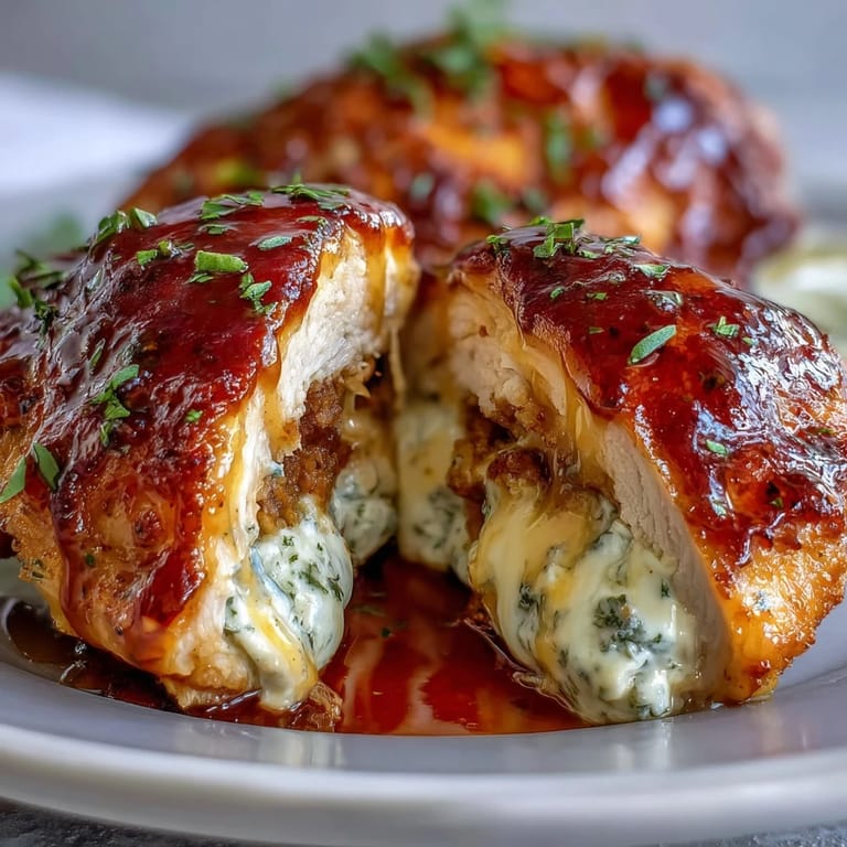 Hot Honey Ricotta Stuffed Chicken served with roasted potatoes and a lemon wedge, highlighting a flavorful gluten-free main dish.