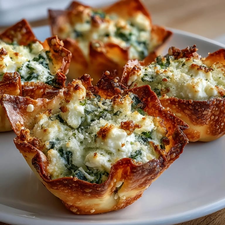 A close-up of golden Crispy Spinach Feta Wonton Cups on a slate board, garnished with fresh parsley and black pepper.