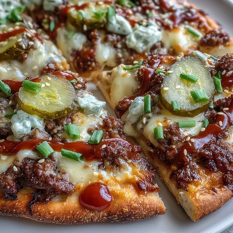 Golden, bubbling cheeseburger naan pizzas garnished with scallions and sesame seeds on a baking sheet.