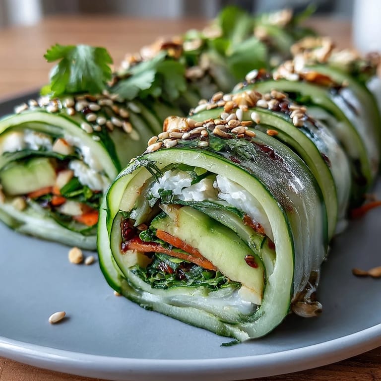 Creamy avocado and crisp cucumber are rolled with sesame and fresh herbs in these easy, vegan-friendly sushi-inspired bites.