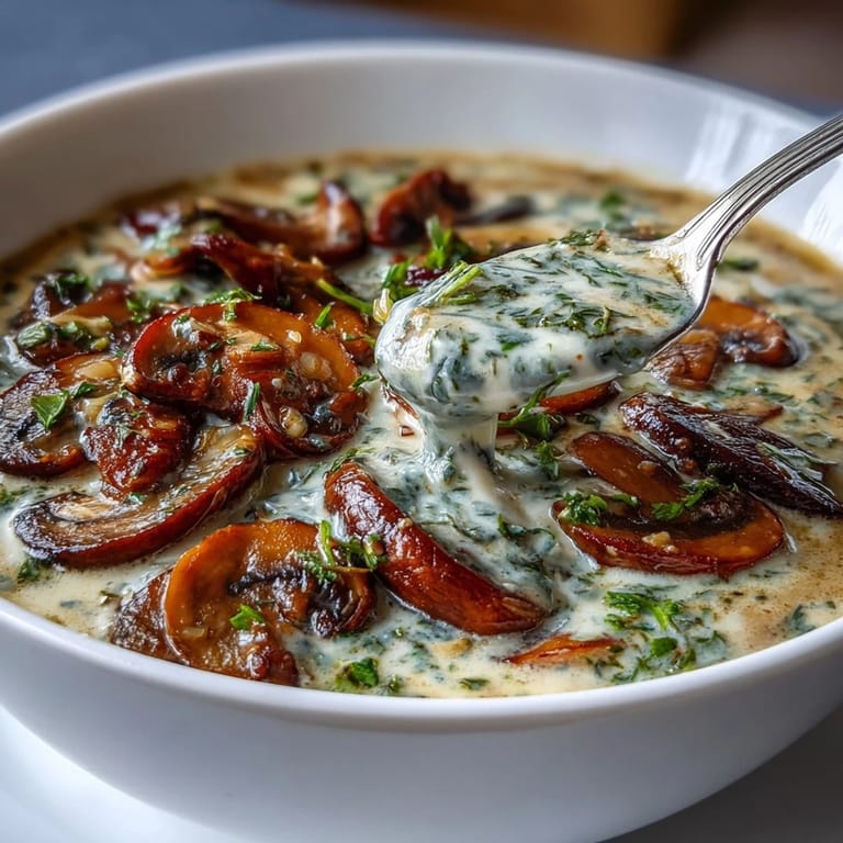 Aromatic Creamy Mushroom & Cardamom Soup, blending earthy mushrooms and warm spices for ultimate comfort.