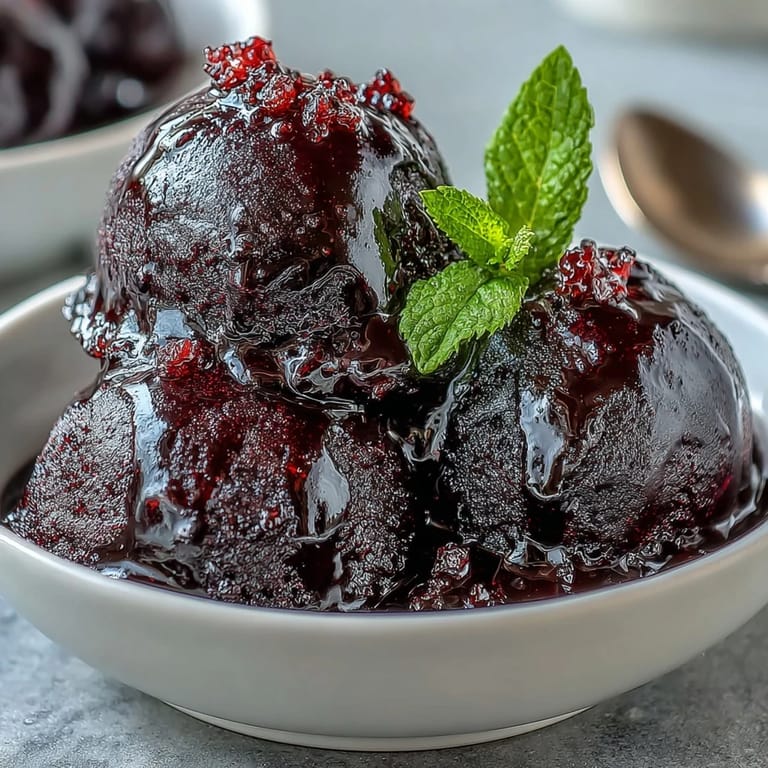 Sophisticated black currant sorbet with botanical gin notes.