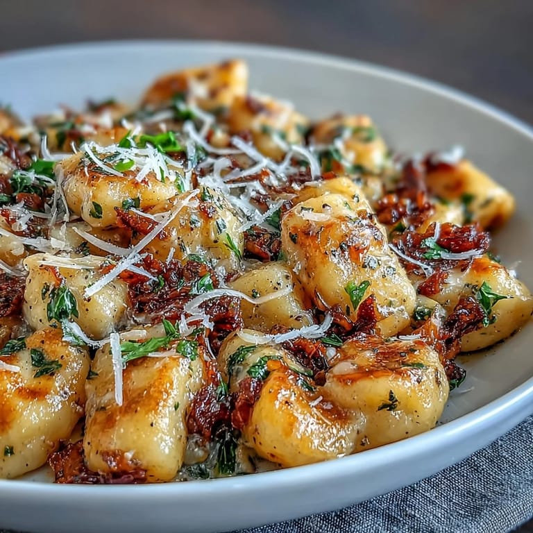 Luxurious potato gnocchi coated in rich black truffle butter, topped with delicate Parmesan shavings.