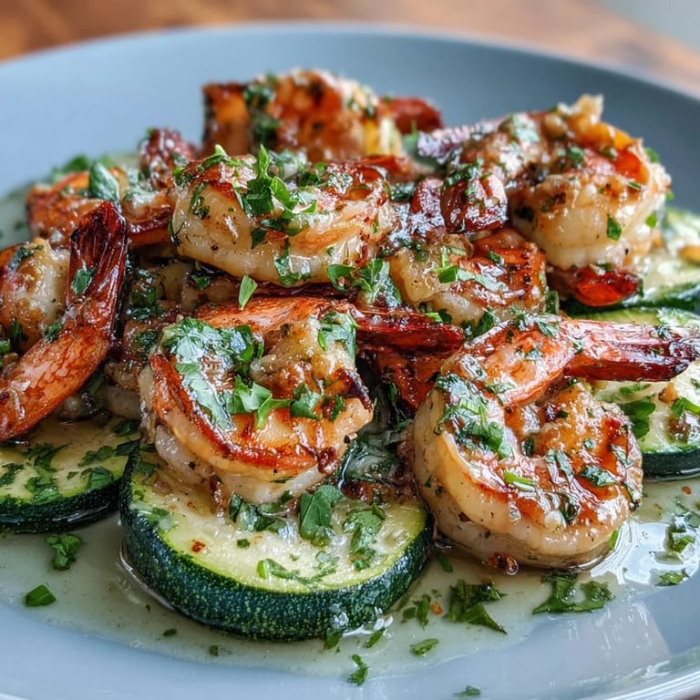 Tender shrimp and zucchini steam in foil packets with garlic, lemon, and butter for a flavorful keto dinner.  