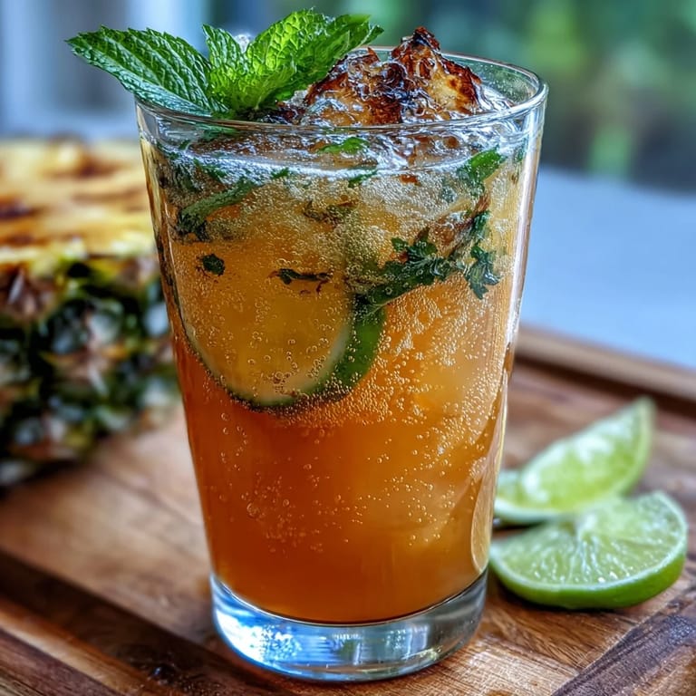 Bright and bubbly pineapple ginger fizz beverage, featuring zesty ginger and sweet pineapple, ideal for parties.