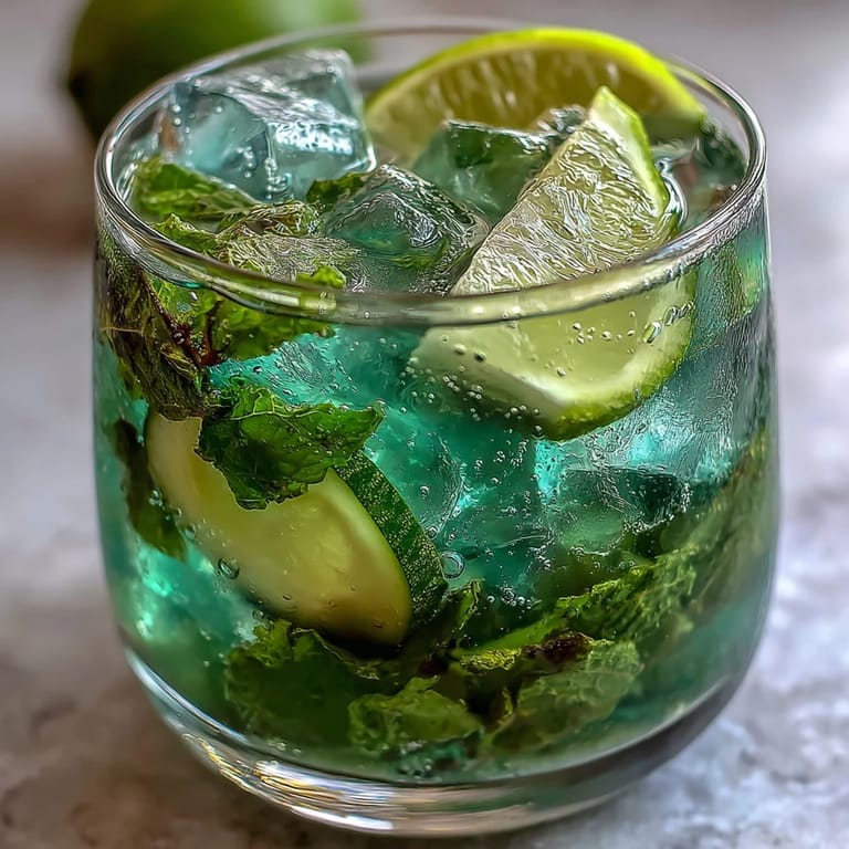Cool and refreshing alcohol-free mojito bursting with lime juice, muddled mint, and crisp cucumber slices.  