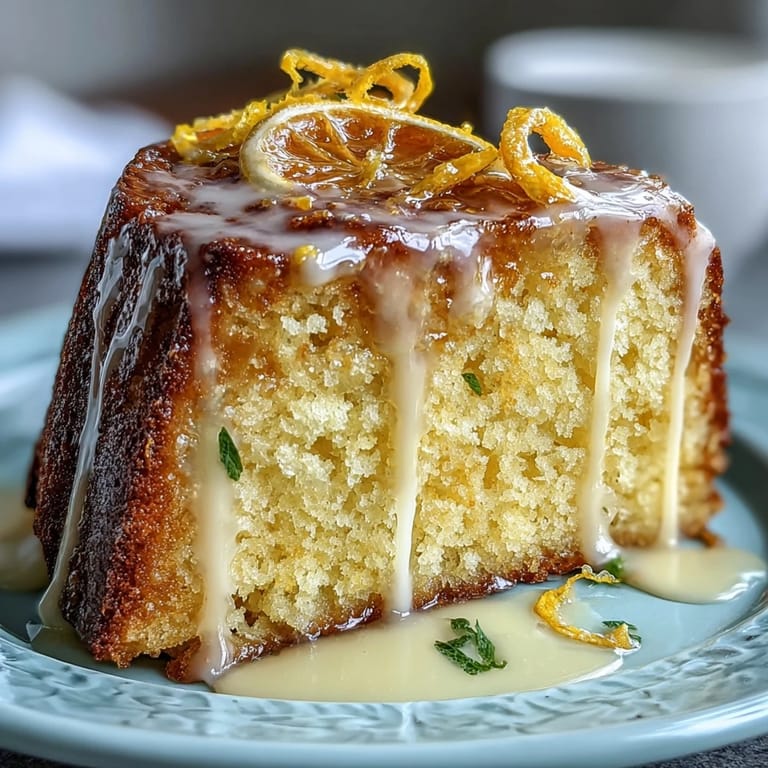 Moist Italian-inspired pound cake infused with Limoncello and topped with tangy lemon glaze for a refreshing dessert.  