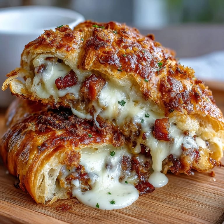 Comforting ham and Swiss croissant casserole, perfect for brunch or a cozy family dinner.