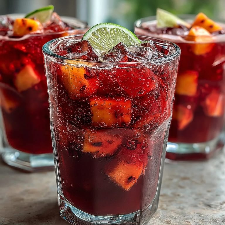 Easy copycat Mango Dragonfruit Refresher featuring frozen tropical fruit, grape juice, and fresh lime garnish.