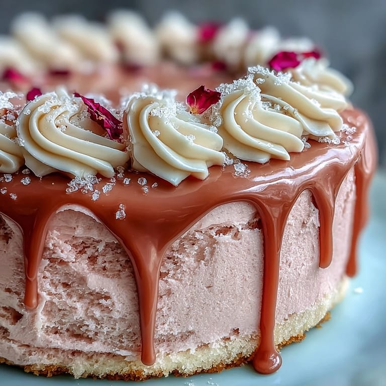 Slice into this moist Bridal Shower Rosé Velvet Cake adorned with shimmering edible gold.