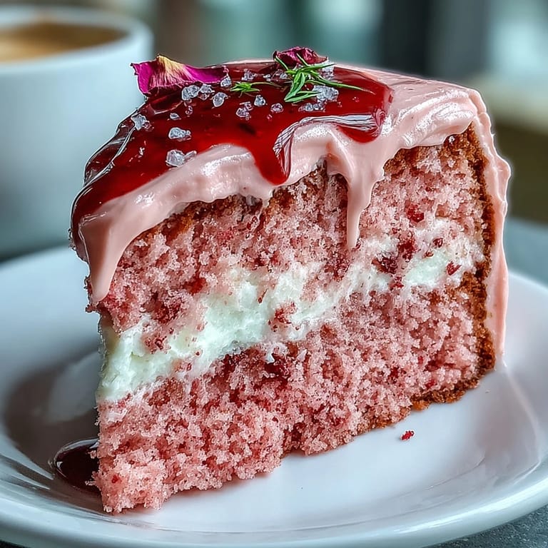 Beautifully frosted Bridal Shower Rosé Velvet Cake awaiting a slice.